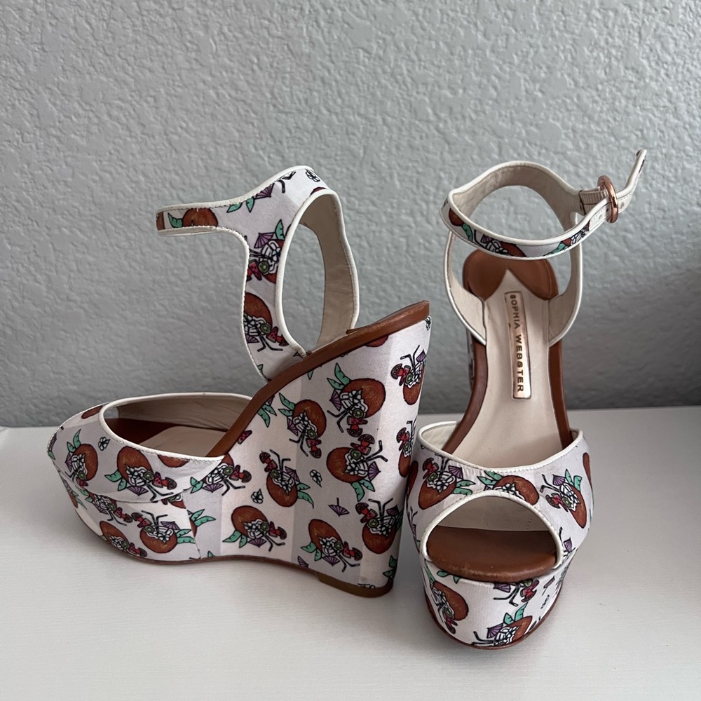 Sophia Webster Wedge Sandal SWSS16297 Pink Black Swirl Design size 37 / 6.5 - Picture 2 of 11